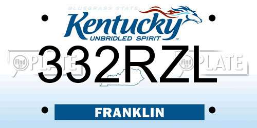 332RZL Kentucky License Plate