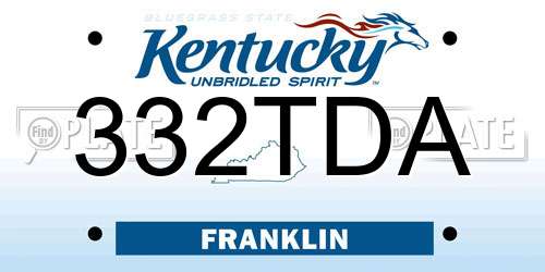 332TDA Kentucky License Plate