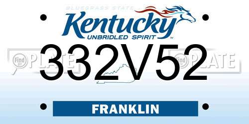 332V52 Kentucky License Plate