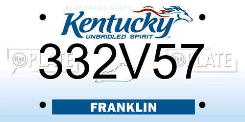 332V57 Kentucky License Plate