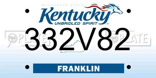 332V82 Kentucky License Plate