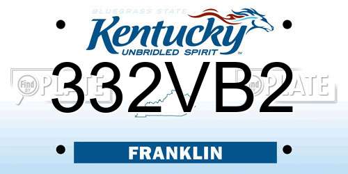 332VB2 Kentucky License Plate