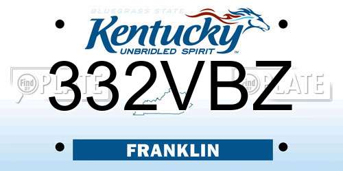 332VBZ Kentucky License Plate