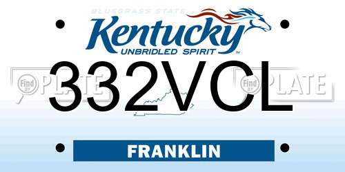 332VCL Kentucky License Plate