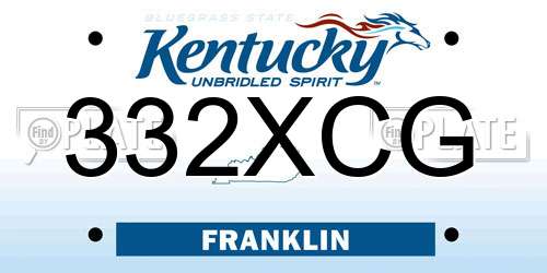 332XCG Kentucky License Plate