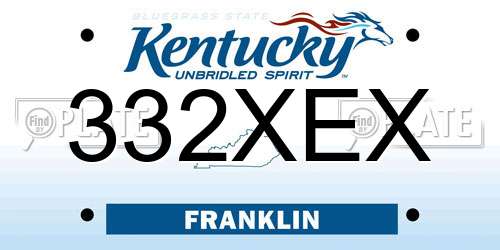 332XEX Kentucky License Plate