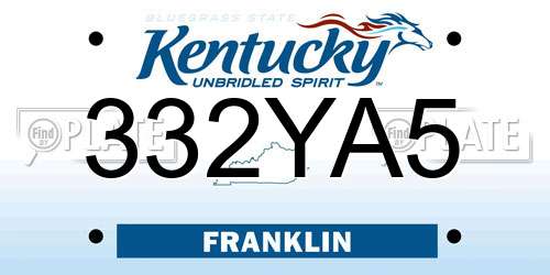 332YA5 Kentucky License Plate