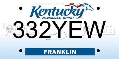 332YEW Kentucky License Plate