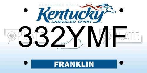 332YMF Kentucky License Plate
