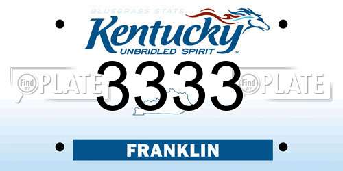 3333 Kentucky License Plate
