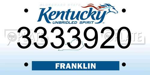 3333920 Kentucky License Plate