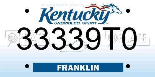 33339T0 Kentucky License Plate