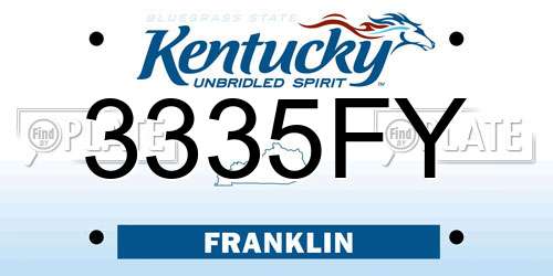 3335FY Kentucky License Plate