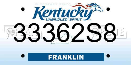 33362S8 Kentucky License Plate