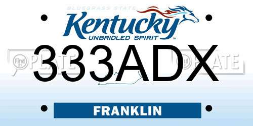 333ADX Kentucky License Plate