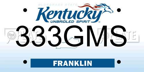 333GMS Kentucky License Plate