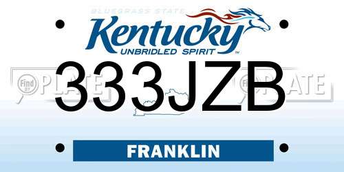 333JZB Kentucky License Plate
