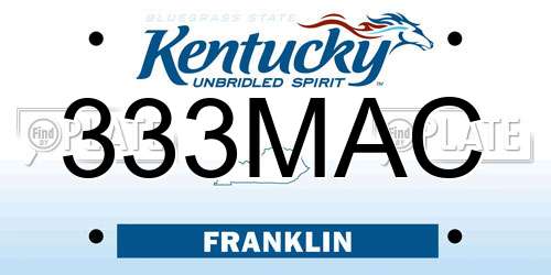 333MAC Kentucky License Plate