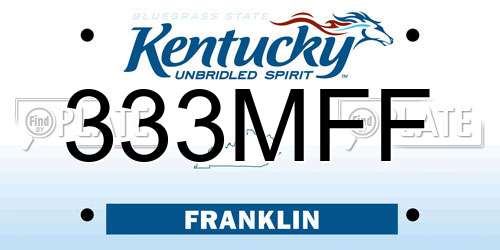 333MFF Kentucky License Plate