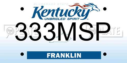333MSP Kentucky License Plate