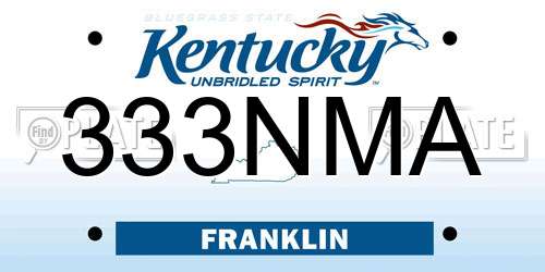 333NMA Kentucky License Plate