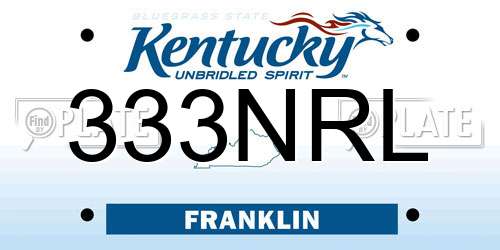 333NRL Kentucky License Plate