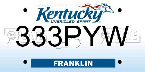 333PYW Kentucky License Plate