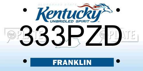 333PZD Kentucky License Plate