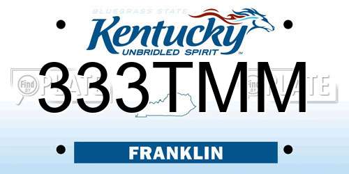 333TMM Kentucky License Plate