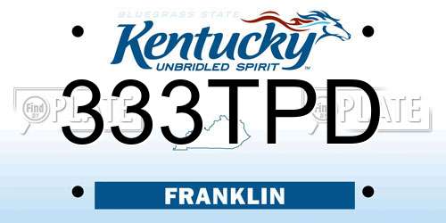 333TPD Kentucky License Plate