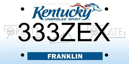 333ZEX Kentucky License Plate
