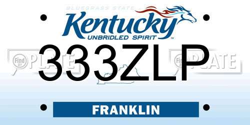 333ZLP Kentucky License Plate