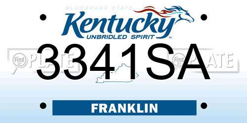 3341SA Kentucky License Plate