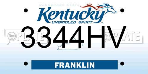 3344HV Kentucky License Plate