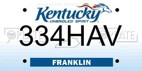 334HAV Kentucky License Plate