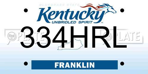 334HRL Kentucky License Plate