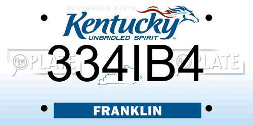 334IB4 Kentucky License Plate