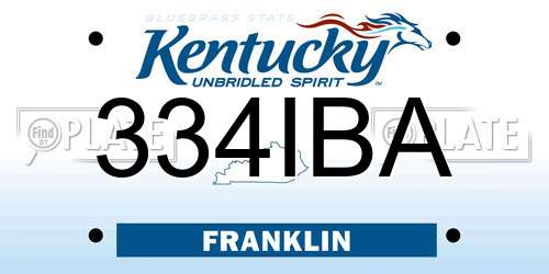 334IBA Kentucky License Plate