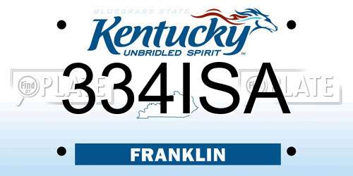 334ISA Kentucky License Plate