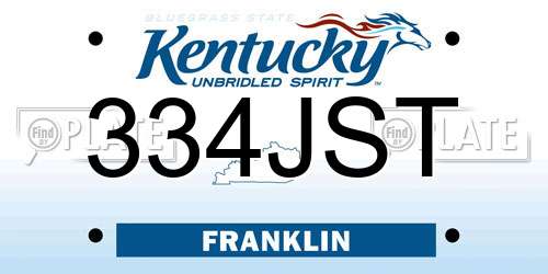 334JST Kentucky License Plate