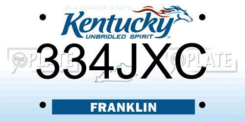 334JXC Kentucky License Plate