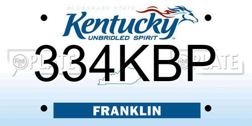 334KBP Kentucky License Plate