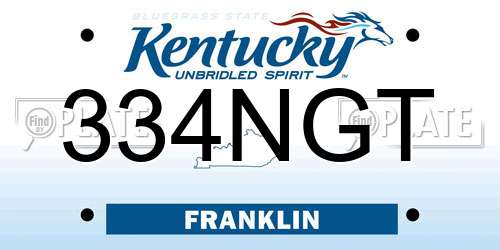 334NGT Kentucky License Plate