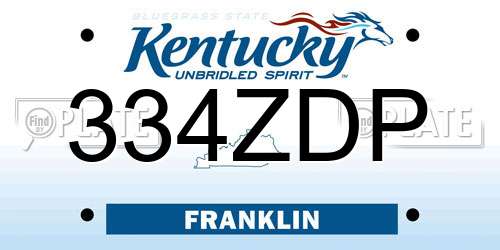334ZDP Kentucky License Plate