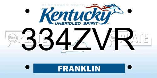 334ZVR Kentucky License Plate