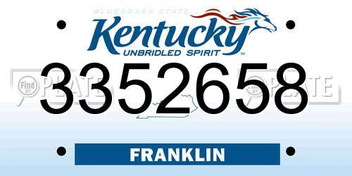 3352658 Kentucky License Plate