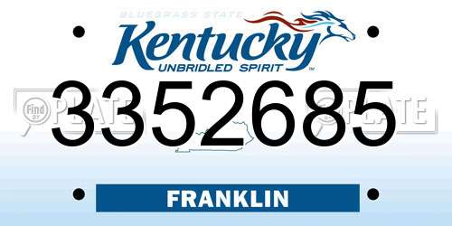 3352685 Kentucky License Plate