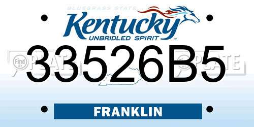 33526B5 Kentucky License Plate