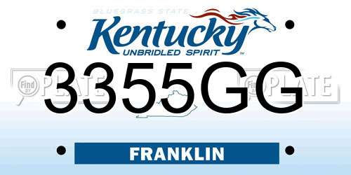 3355GG Kentucky License Plate