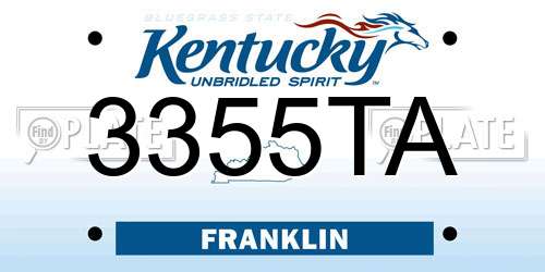 3355TA Kentucky License Plate